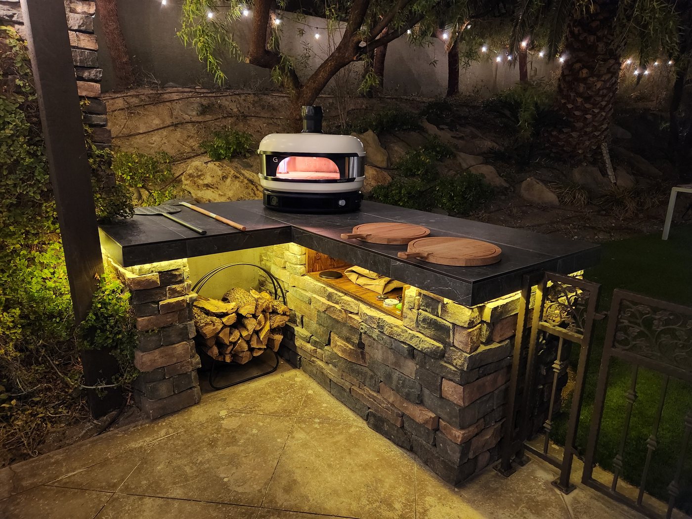 Backyard pizza oven at Bear Falls Resort.